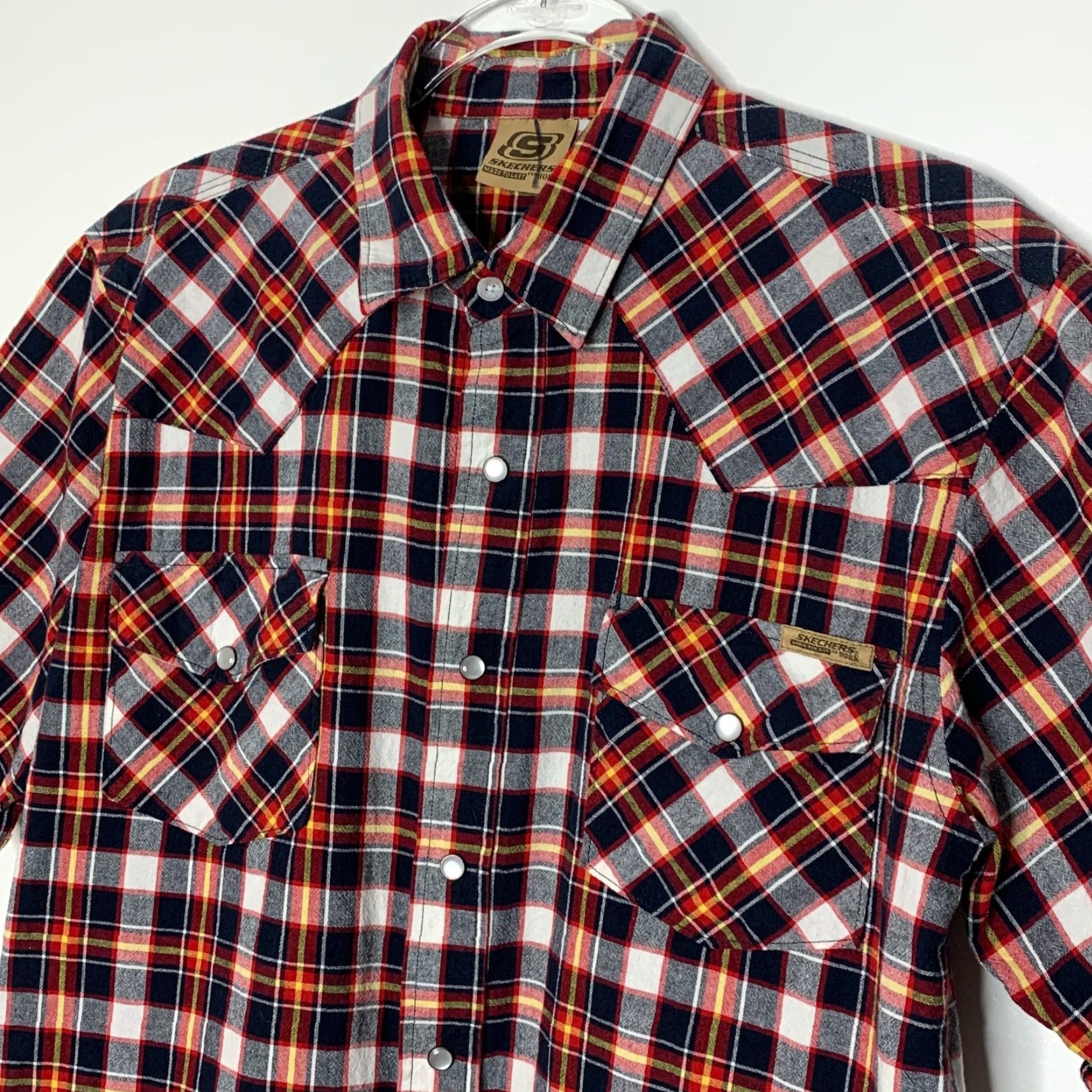 SKECHERS Skechers for Work Mens Size M Shirt Button-Up Short Sleeve Plaid Made to Last Mens Shirt Size US M / EU 48-50 / 2 - 4 Thumbnail