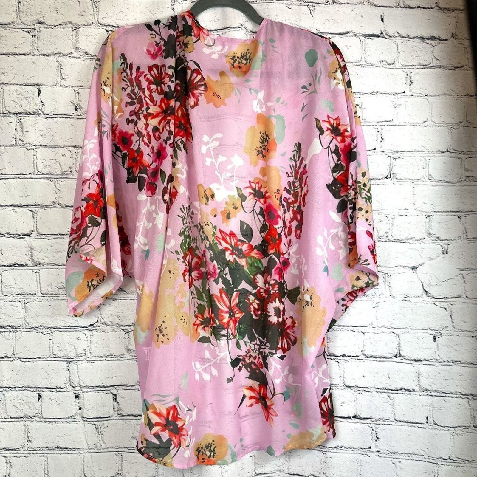 Other Women's Batwing Chiffon Kimono Beachwear CoverUp Pink L Size L / US 10 / IT 46 - 10 Thumbnail
