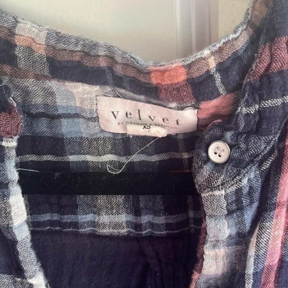 Designer Plaid button down dress, Velvet by Graham and Spencer Size XS / US 0-2 / IT 36-38 - 4 Thumbnail