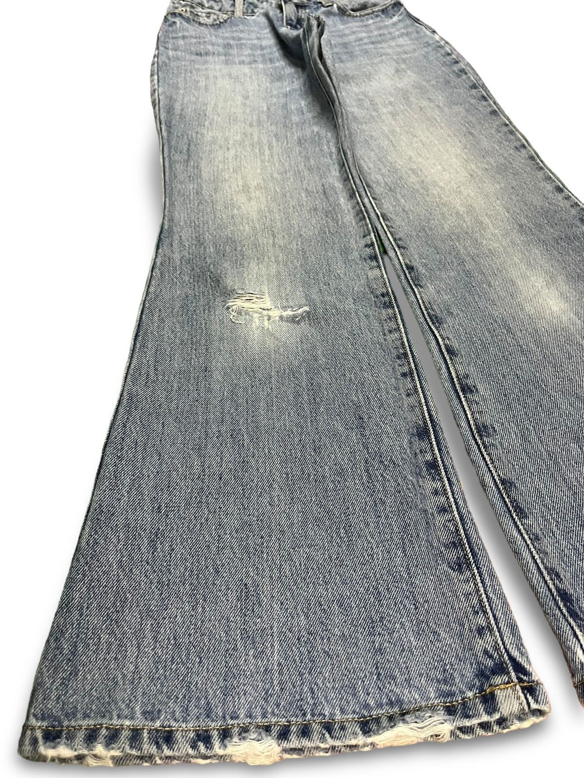 Japanese Brand SALES🔥Vintage Japanese Brand Blue Wash Distress Flare Jeans Size 26" / US 2 / IT 38 - 6 Thumbnail