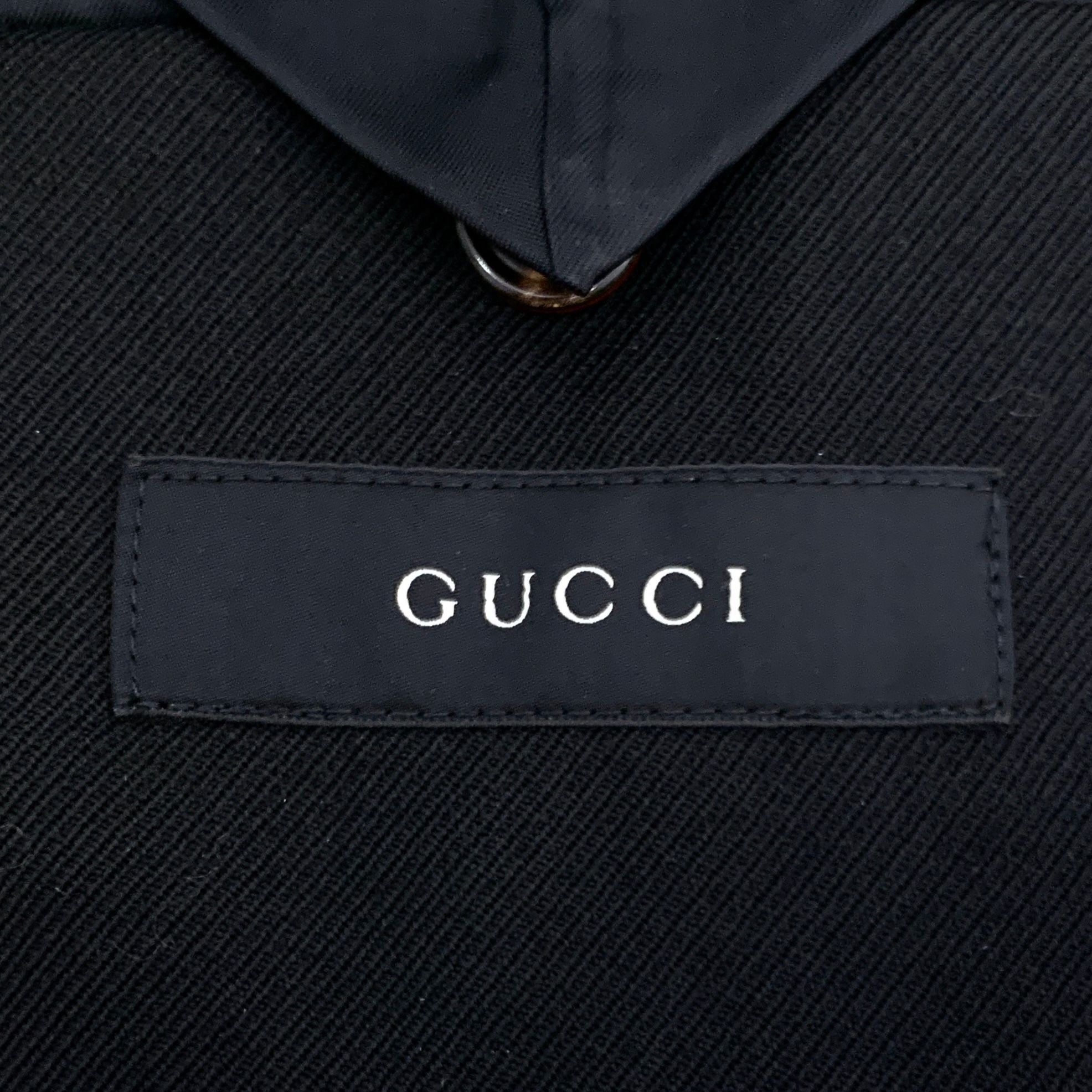 Gucci Gucci Black V-Neck Single-Breasted Wool Blazer (Size 46R) Size 46R - 2 Thumbnail