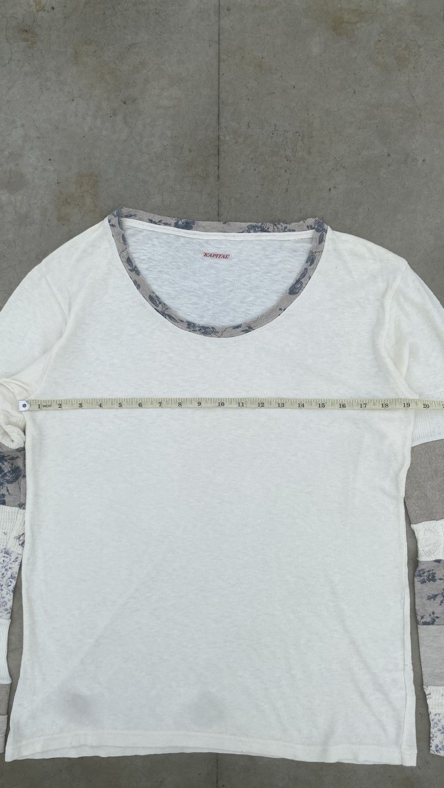 Kapital KAPITAL Asymmetrical Patchwork Long Sleeve T-Shirt Ivory 1 Size US S / EU 44-46 / 1 - 5 Thumbnail