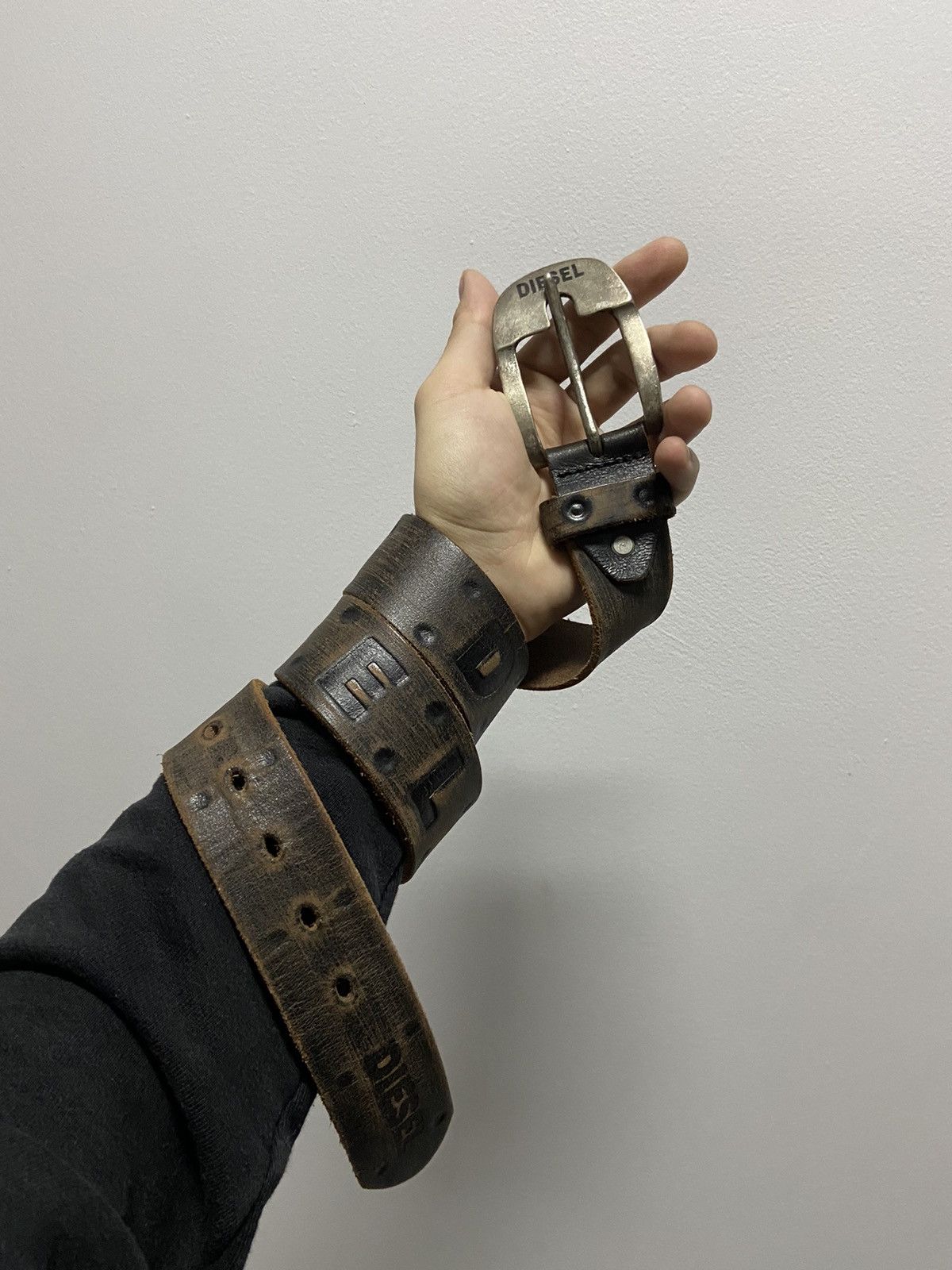 Diesel × Vintage Diesel Belt Vintage big logo leather Size ONE SIZE - 1 Thumbnail