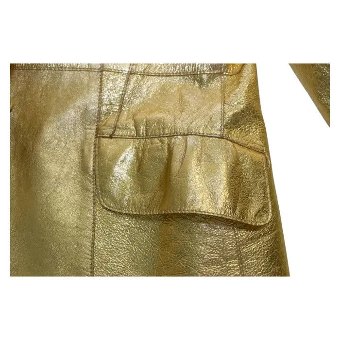 Moschino Moschino Cheap & Chic Gold Leather Three Button Blazer Size L / US 10 / IT 46 - 8 Thumbnail