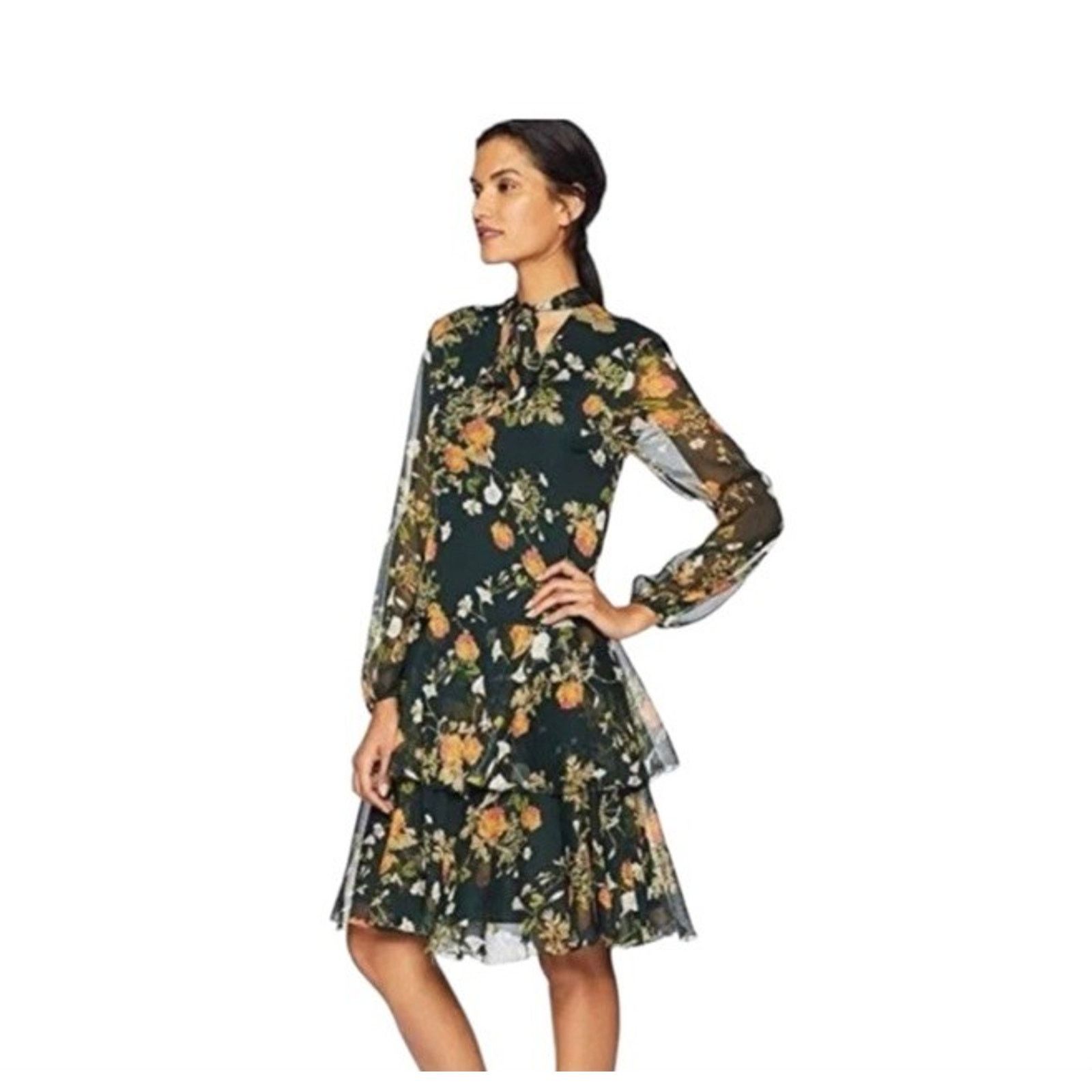 Ralph Lauren Lauren Ralph Lauren Floral Georgette Ruffles Dress Size 4 Size S / US 4 / IT 40 - 2 Thumbnail