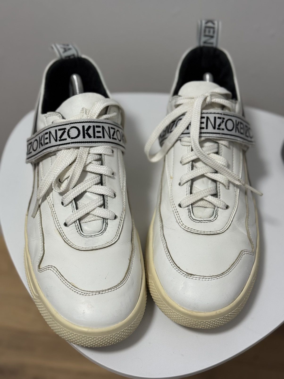 Kenzo KENZO PARIS White Leather Cross Strap Sneakers Trainers Sz43 Size US 10 / EU 43 - 3 Thumbnail