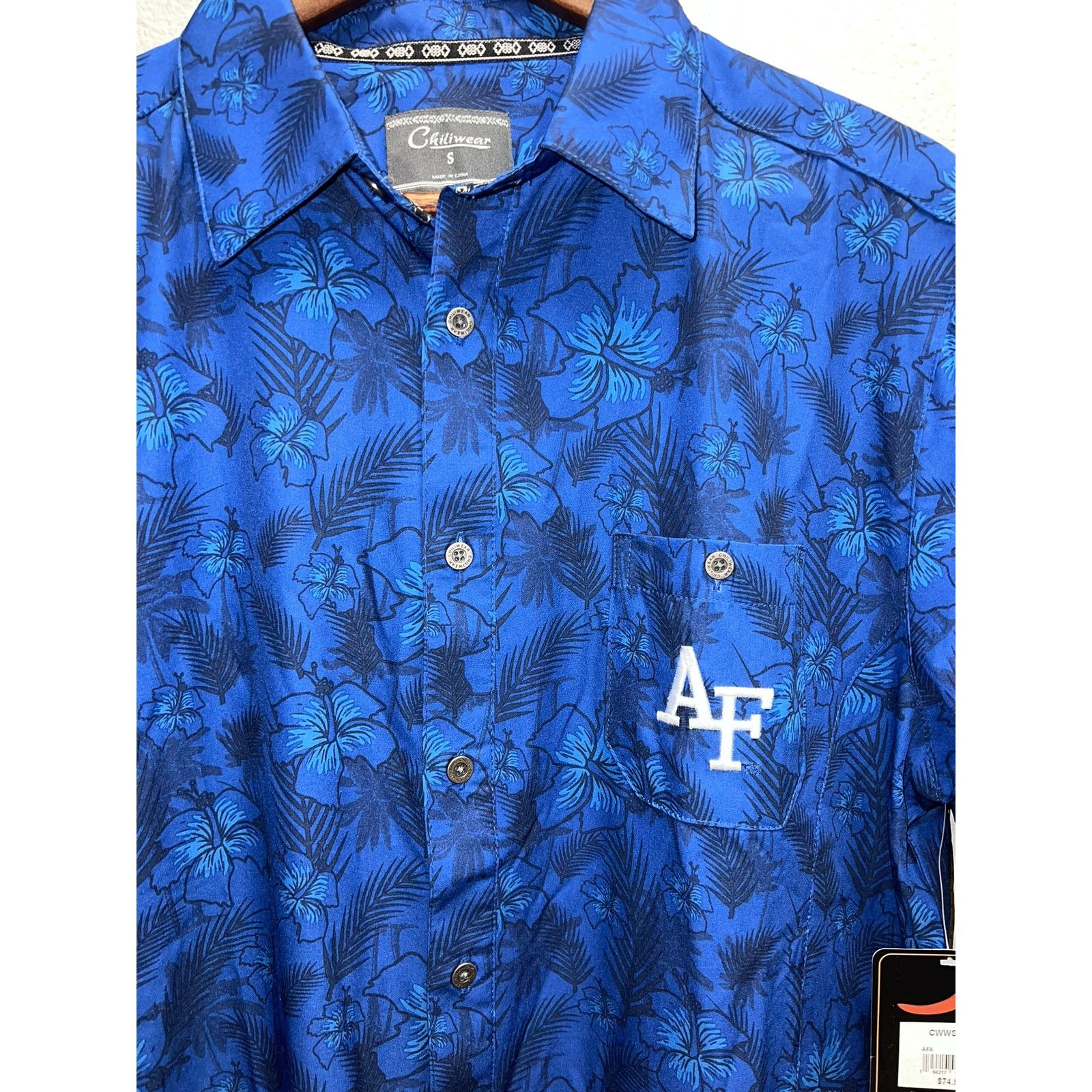 Vintage Air Force University Polo Shirt Chiliwear Blue Floral NWT S Size US L / EU 52-54 / 3 - 2 Thumbnail