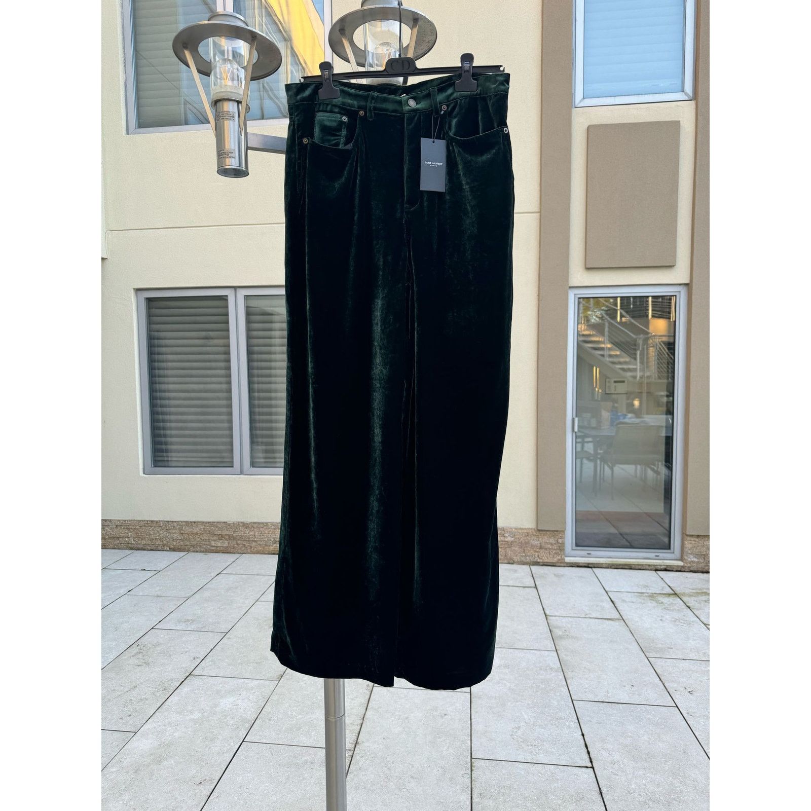 Saint Laurent Paris o1rshd1 Wide Leg Velvet / Velour Pants in Dark Forest Green Size US 34 / EU 50 - 2 Thumbnail