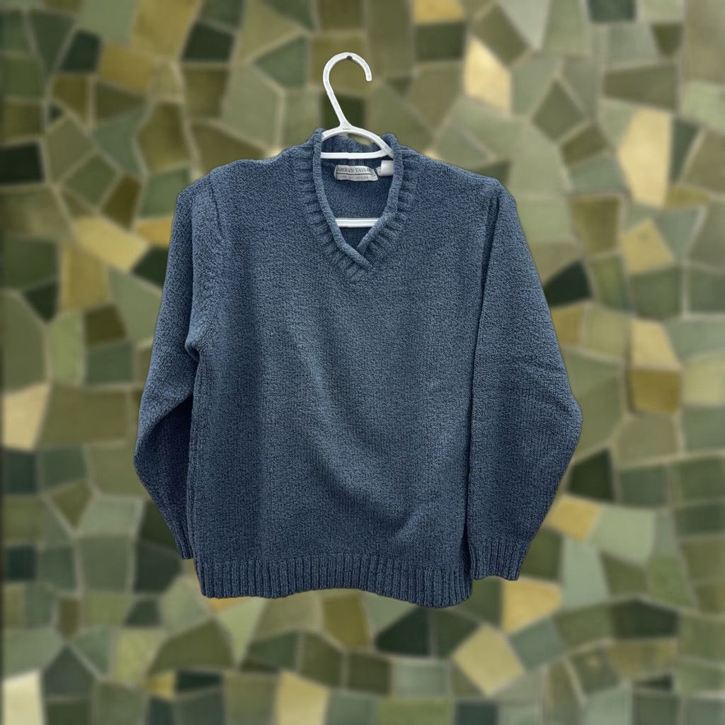 Vintage Carolyn Taylor Womens Sweater Blue V-Neck Long Sleeve Small Knit Pullover Clothing Mens? Size S / US 4 / IT 40 - 1 Thumbnail