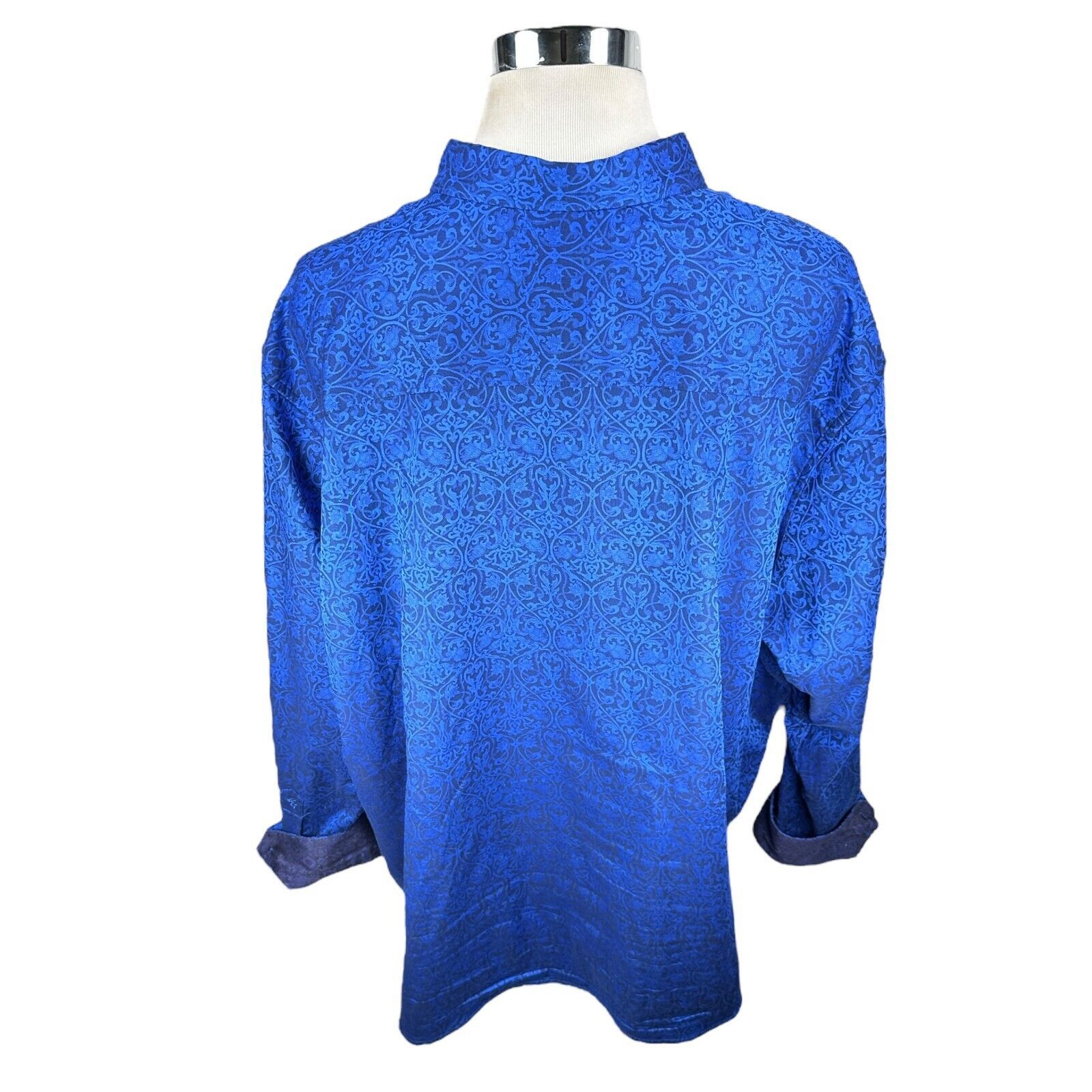 Robert Graham Robert Graham Shirt Men's 3XL XXXL Blue Damask Flip Cuff Size US XXL / EU 58 / 5 - 6 Thumbnail