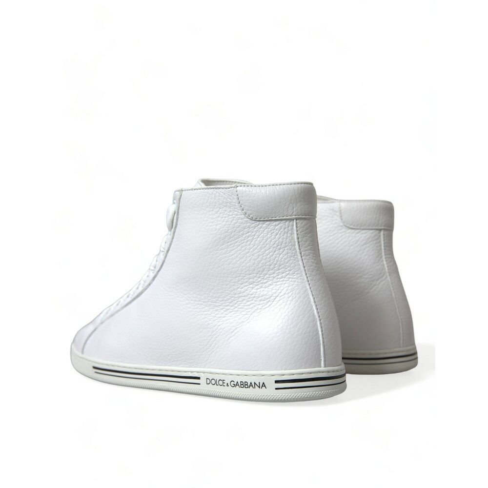 Dolce & Gabbana Dolce & Gabbana Elegant White Leather High Top Sneakers Size US 7 / EU 40 - 4 Thumbnail