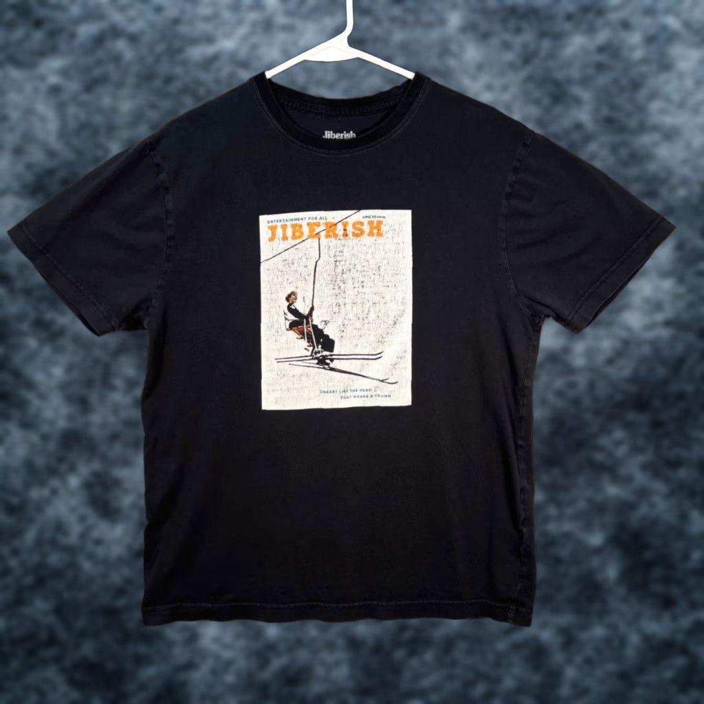 Vintage Jiberish Mens Black Graphic T-Shirt Ski Graphic Size M Adult Mens Medium Crew Neck Short Sleeve Cotton Vintage: No Size US M / EU 48-50 / 2 - 1 Thumbnail