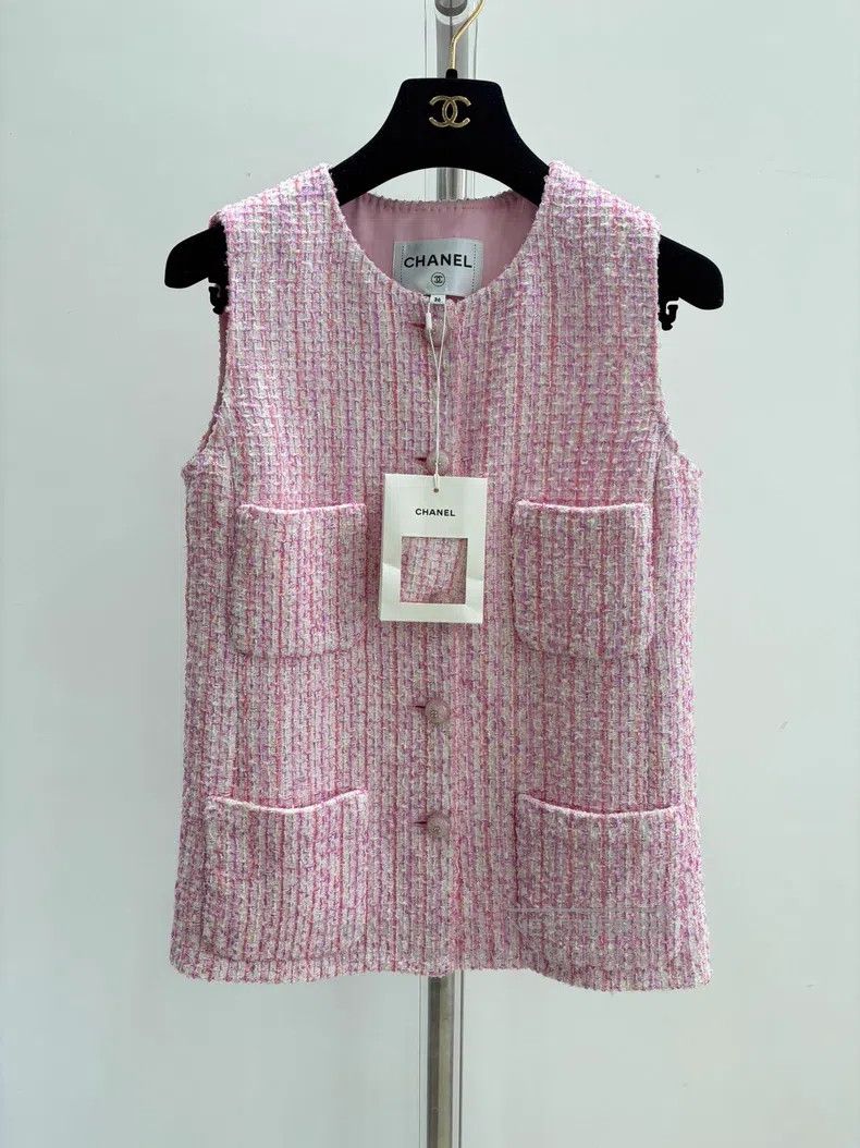 Chanel Chanel Spring and summer woven pink vest Size XS / US 0-2 / IT 36-38 - 1 Thumbnail
