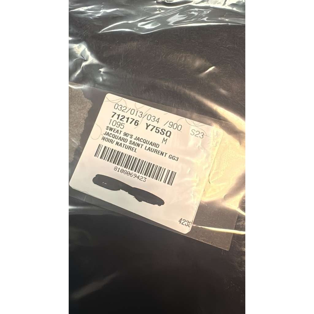 Saint Laurent Paris o1rshd1 Jacquard Sweater in Noir/Naturel Size US M / EU 48-50 / 2 - 19 Thumbnail