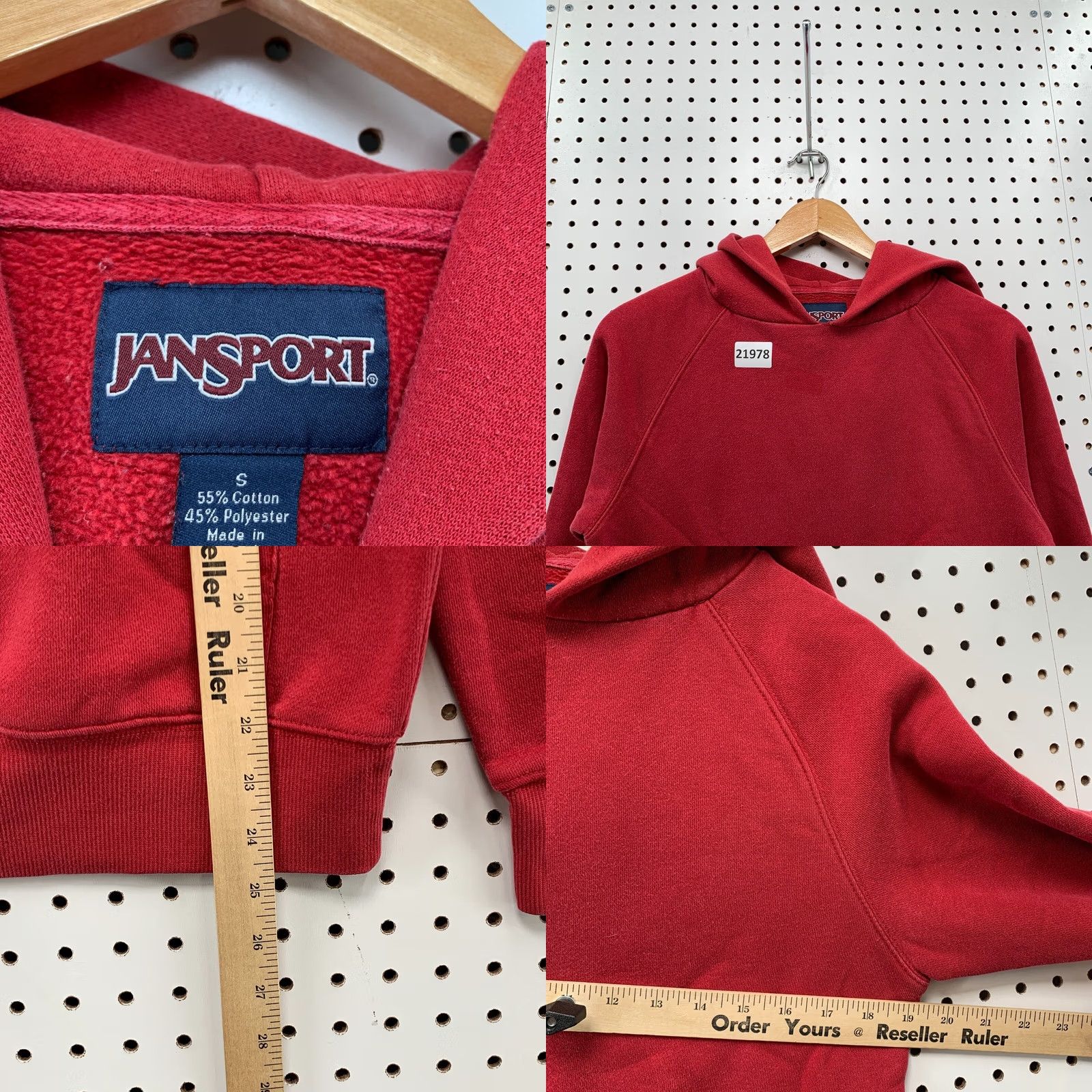 Jansport VINTAGE Jansport Hooded Sweatshirt Red Womens Small Pullover Hoodie Size S / US 4 / IT 40 - 9 Thumbnail
