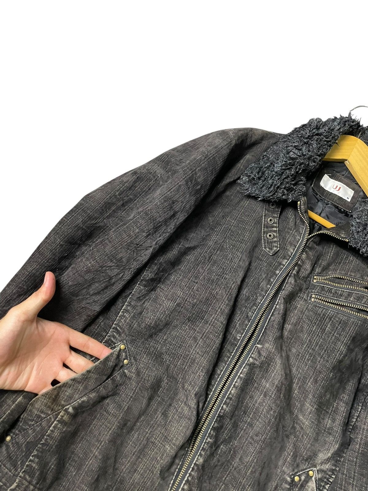 Japanese Brand × Vintage UJ Japanese Brand Fur Collared Denim Jacket (100) Size US M / EU 48-50 / 2 - 5 Thumbnail