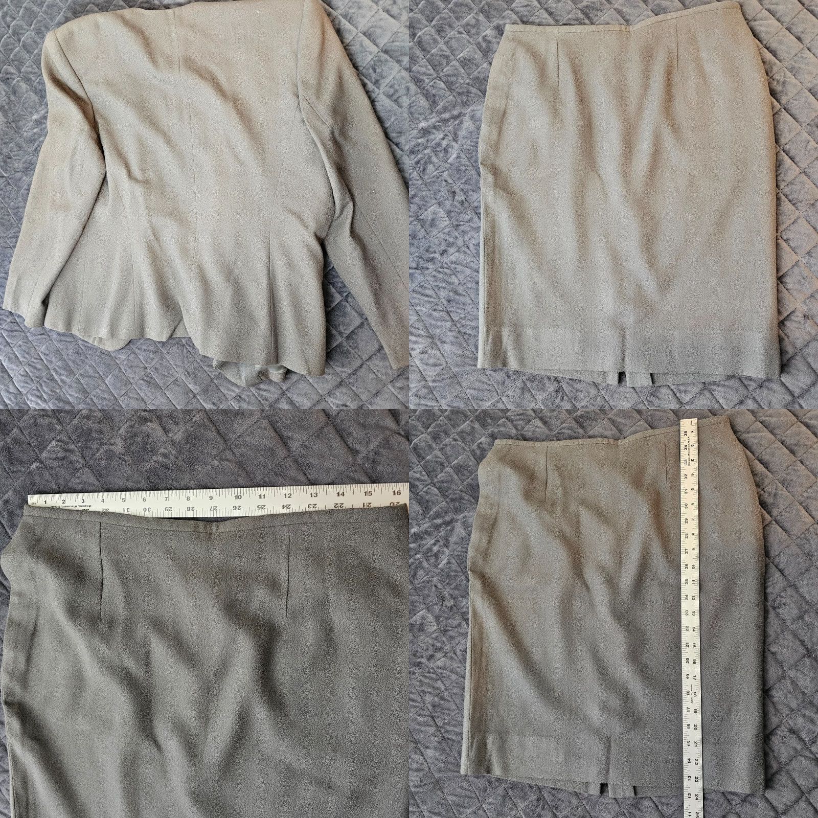 Jones New York VINTAGE Jones New York Skirt Suit Women 14 Green Woven Short Career Business Wool Size 36" / US 14 / IT 50 - 9 Thumbnail