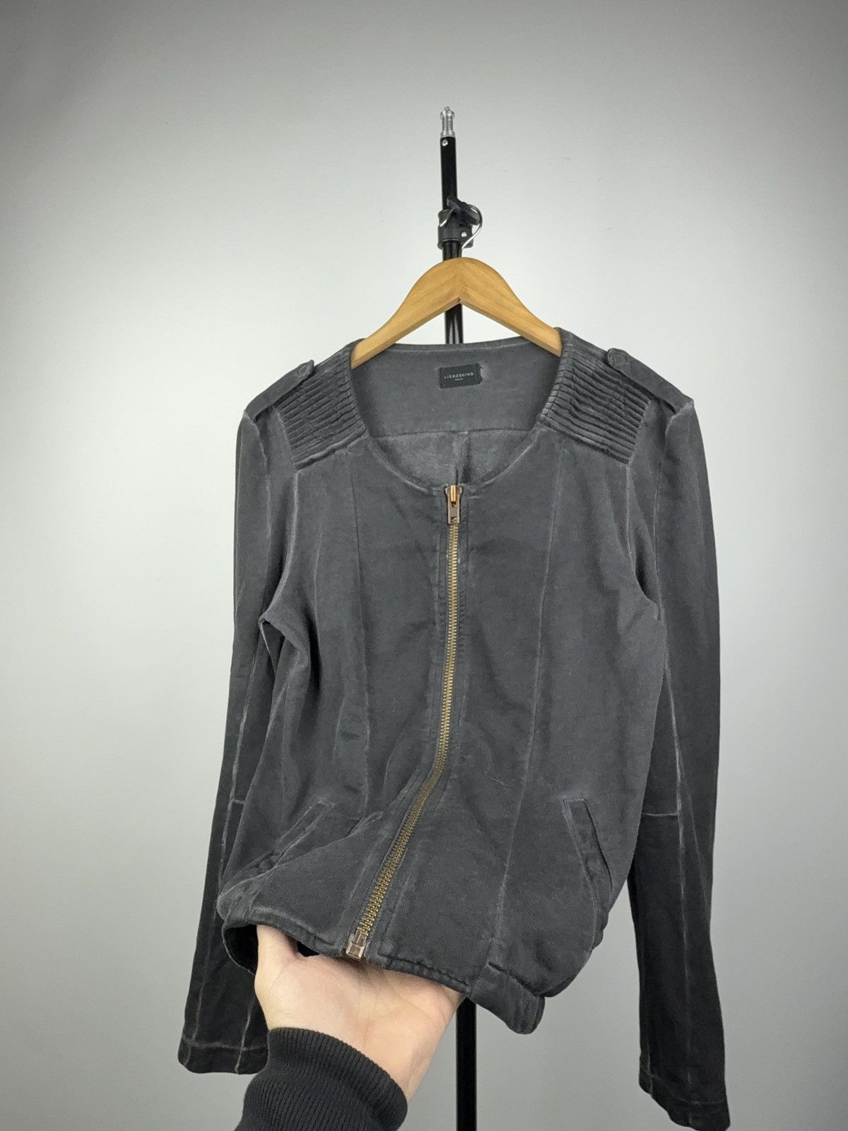 LIEBESKIND BERLIN Avant Garde Gothic Liebeskind Berlin Gray Moto Zip Jacket Size M / US 6-8 / IT 42-44 - 5 Thumbnail