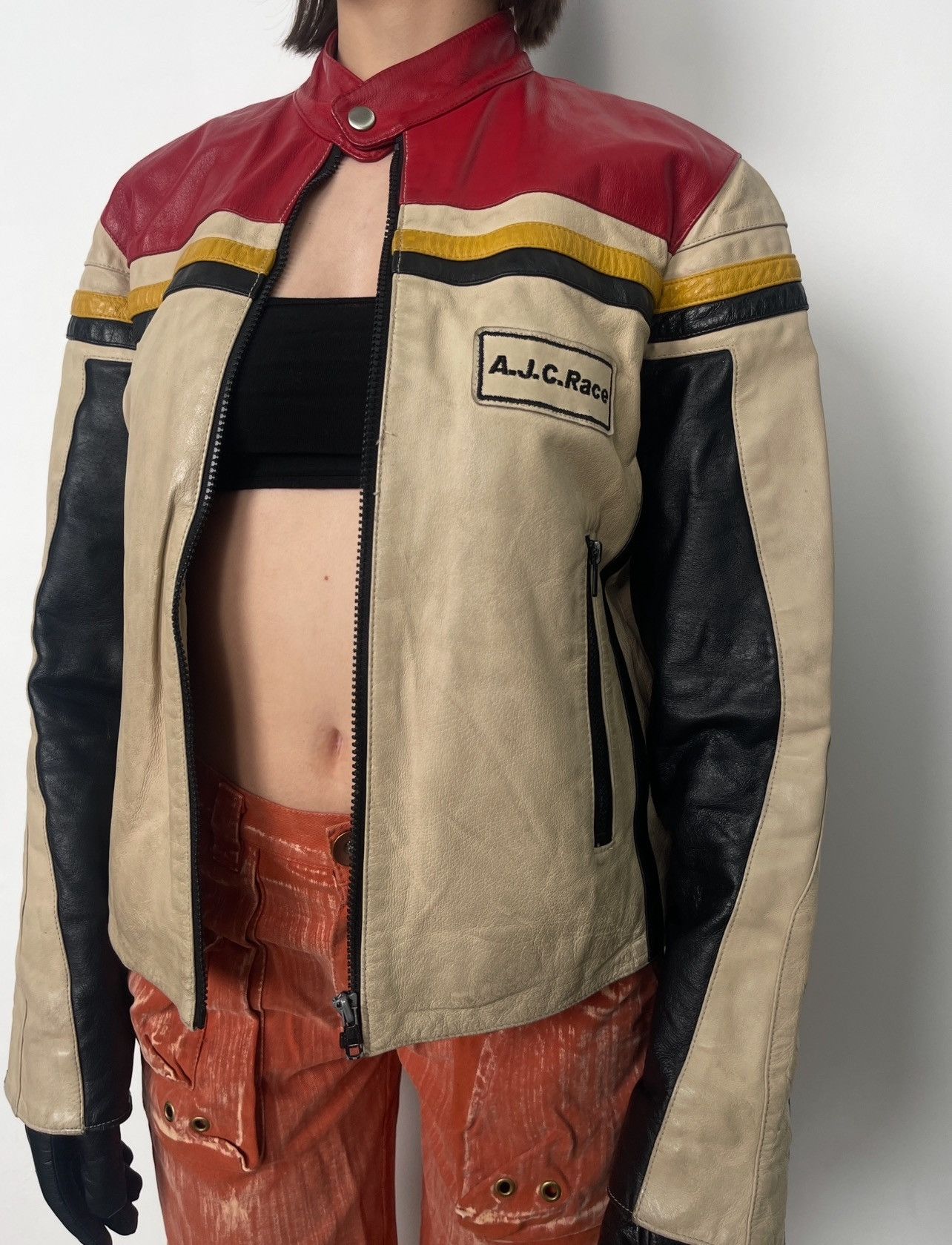 Vintage Vintage leather jacket racer AJC 73 zip 90s biker Size S / US 4 / IT 40 - 5 Thumbnail