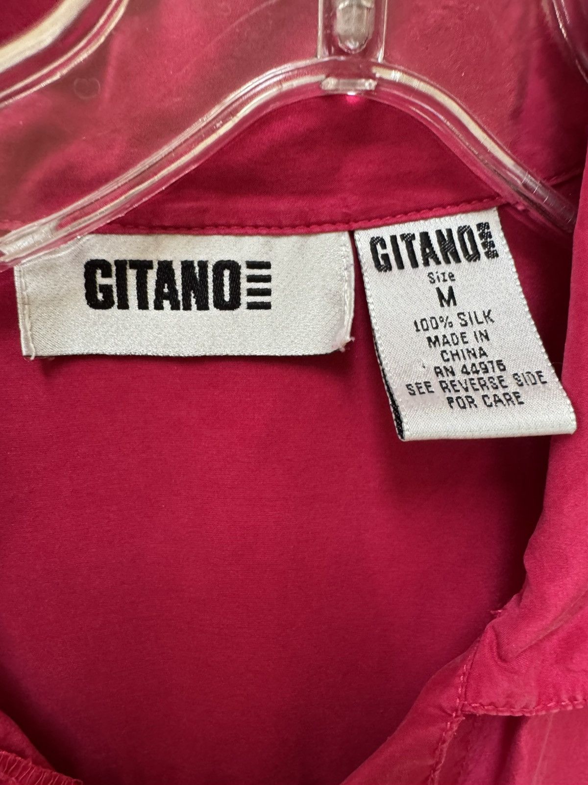 Vintage Gitano women’s M vintage 90s button up blouse 100% silk hot Size M / US 6-8 / IT 42-44 - 2 Thumbnail