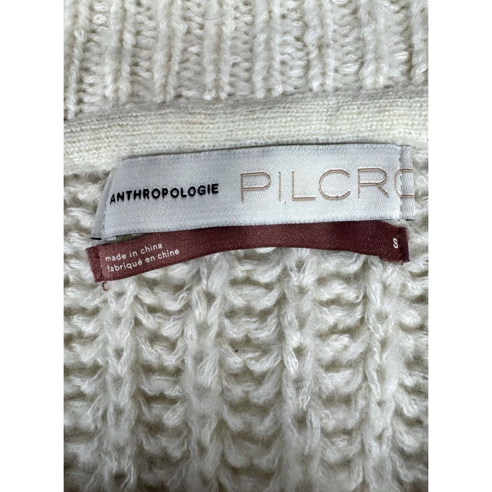 Anthropologie Anthropologie Pilcro Marla V-Neck Sweater Knit Women’s Size S Ivory Oversized Pullover Dolman Sleeve Size S / US 4 / IT 40 - 2 Thumbnail