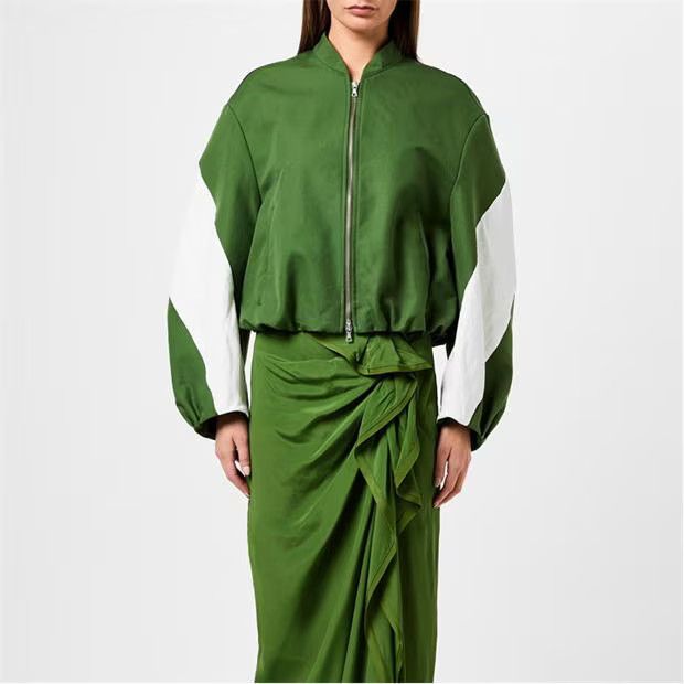 Dries Van Noten o1g2r1mq1024 Bomber Jacket in Olive Green & White Size S / US 4 / IT 40 - 3 Thumbnail