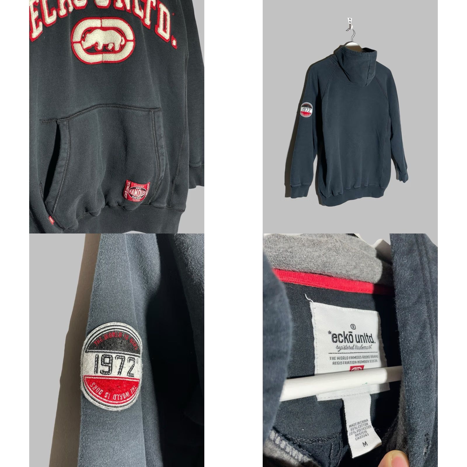 Vintage Vintage Ecko Unltd Hoodie Men’s M Black Red Rhino Logo Pullover Sweatshirt Size US M / EU 48-50 / 2 - 8 Thumbnail