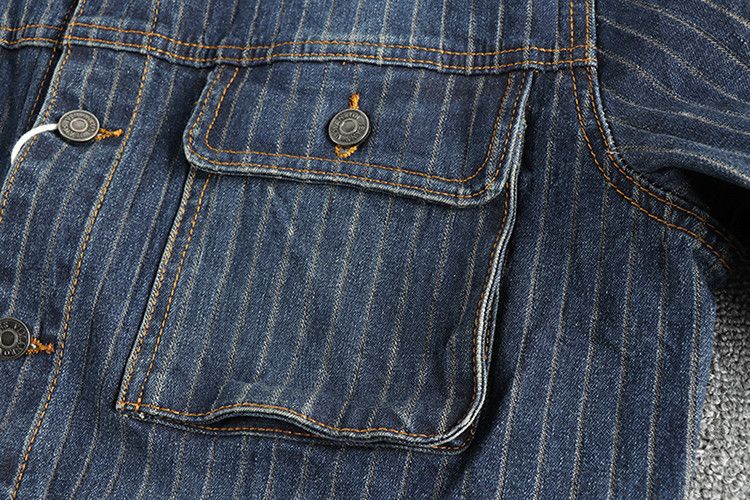 Japanese Brand × Other American Classic Striped Old Vintage Washed Denim Jacket Size US L / EU 52-54 / 3 - 4 Thumbnail