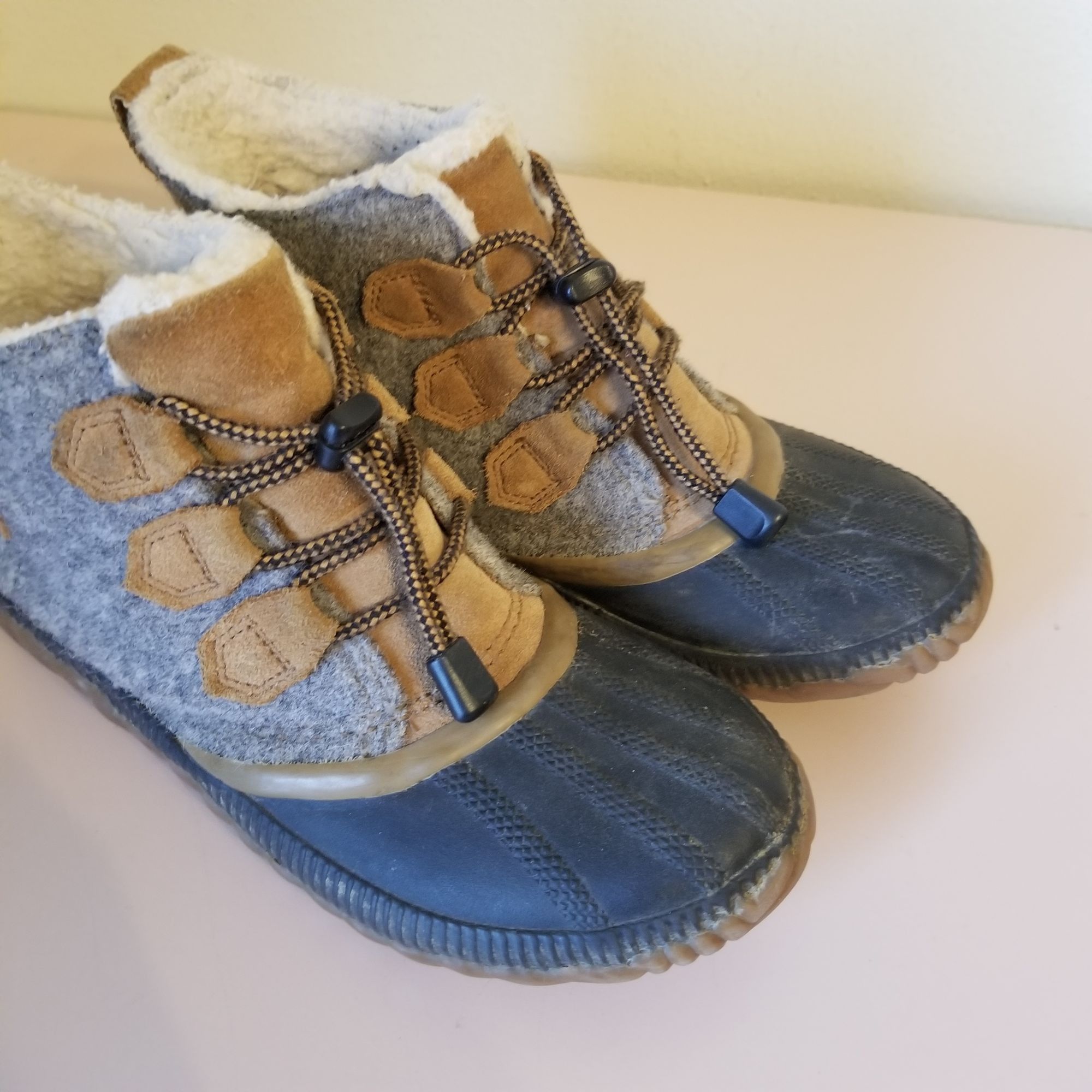 SOREL Sorel 4 Ankle Duck Boots Gray Brown Leather Wool Waterproof Size US 4 / IT 34 - 7 Thumbnail