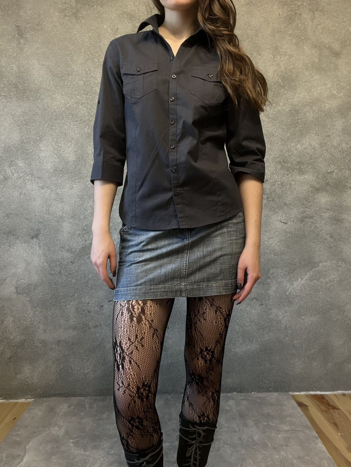 Other Y2K Black Fitted Shirt – Chest Pockets, 3/4 Sleeve Size M / US 6-8 / IT 42-44 - 1 Thumbnail