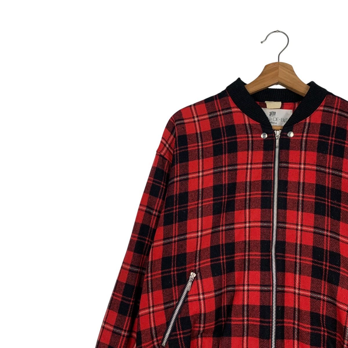 Japanese Brand SAISON DE ELLE SENSHUKAI Red Check Bomber Jacket #2302-C102 Size M / US 6-8 / IT 42-44 - 6 Thumbnail