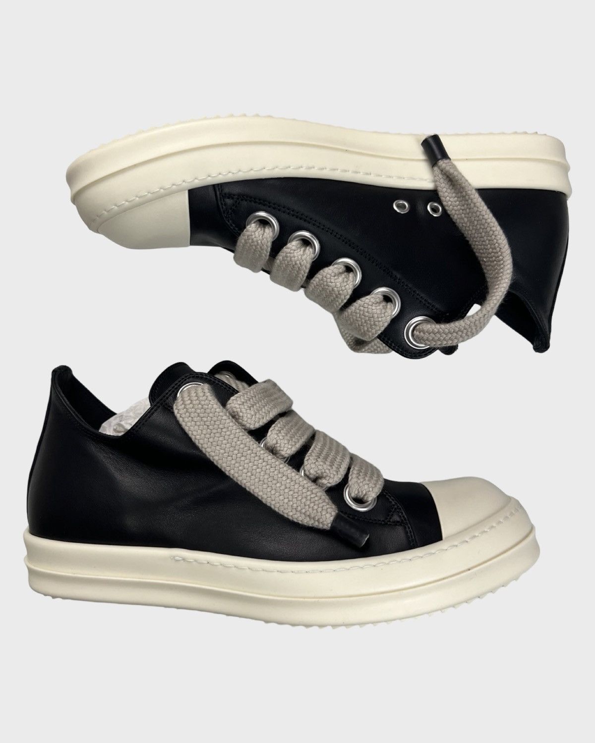 Rick Owens OG Jumbo Lace Ramones Leather In Black Sz:43 Shoes, Men's (Size 9.5)