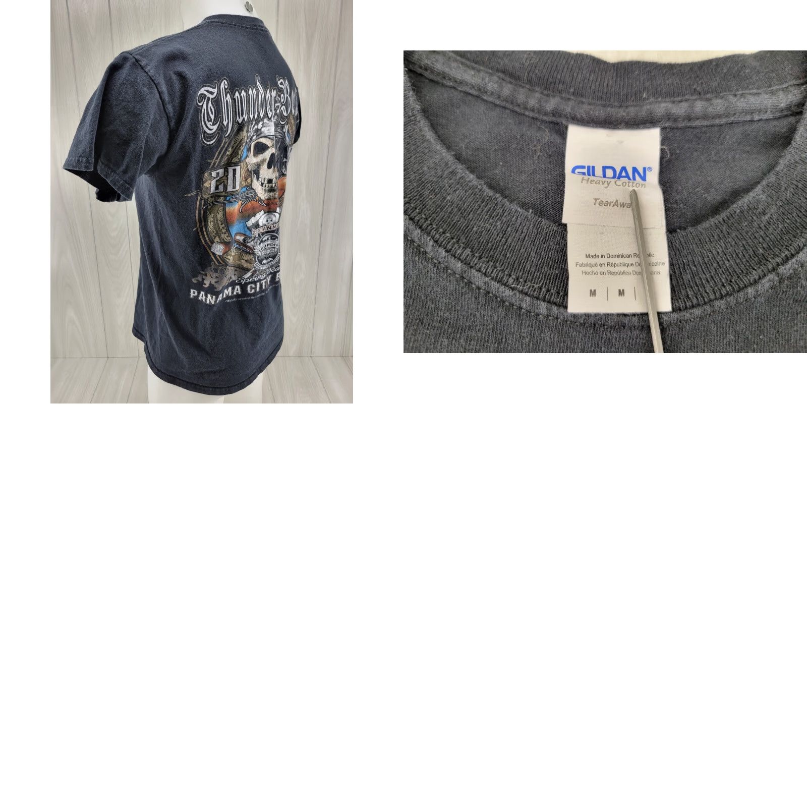 Gildan VINTAGE Gildan Motorcycle T-Shirt Shirt Men M Black 2019 Faded Thunder Beach Panama City Beach Rally Graphic Tee Size US M / EU 48-50 / 2 - 8 Thumbnail