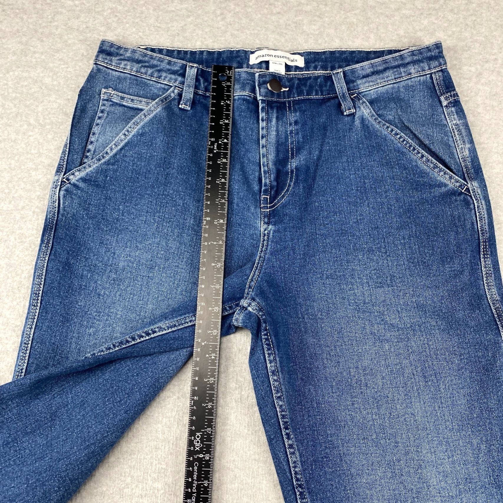 Essentials Amazon Jeans Mens 33X30 Blue Straight Leg Pockets Slimming Stretch Denim 5-Pocket Design Regular Blue Mens Jeans Size US 33 - 5 Thumbnail
