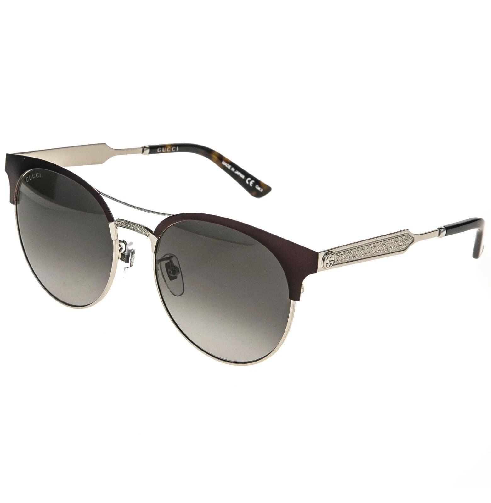 Gucci GUCCI 0075 GG0075S Silver Burgundy Metal Sunglasses 004 Size ONE SIZE - 9 Thumbnail