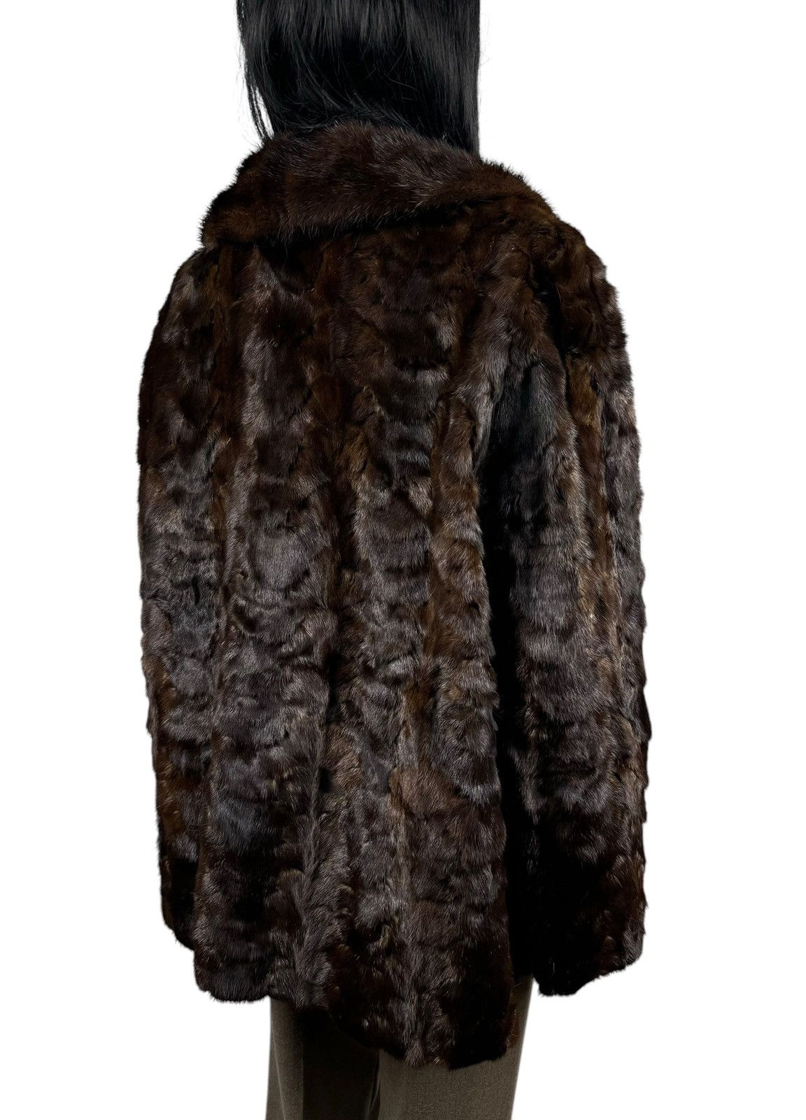 Handmade Brown Real Mink Fur Coat Jacket Size Large Size L / US 10 / IT 46 - 8 Thumbnail