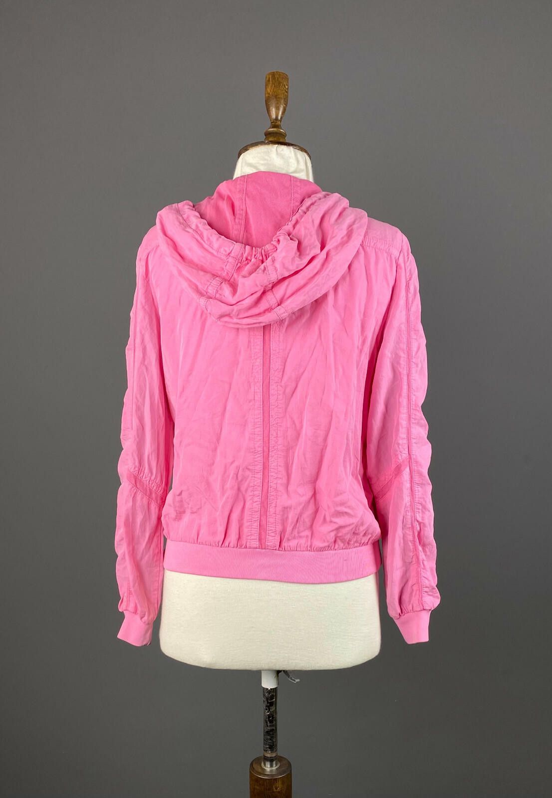 Designer Marc Cain Pink Nylon Geometric Full Zip Hooded Jacket Size 2 Size XS / US 0-2 / IT 36-38 - 7 Thumbnail
