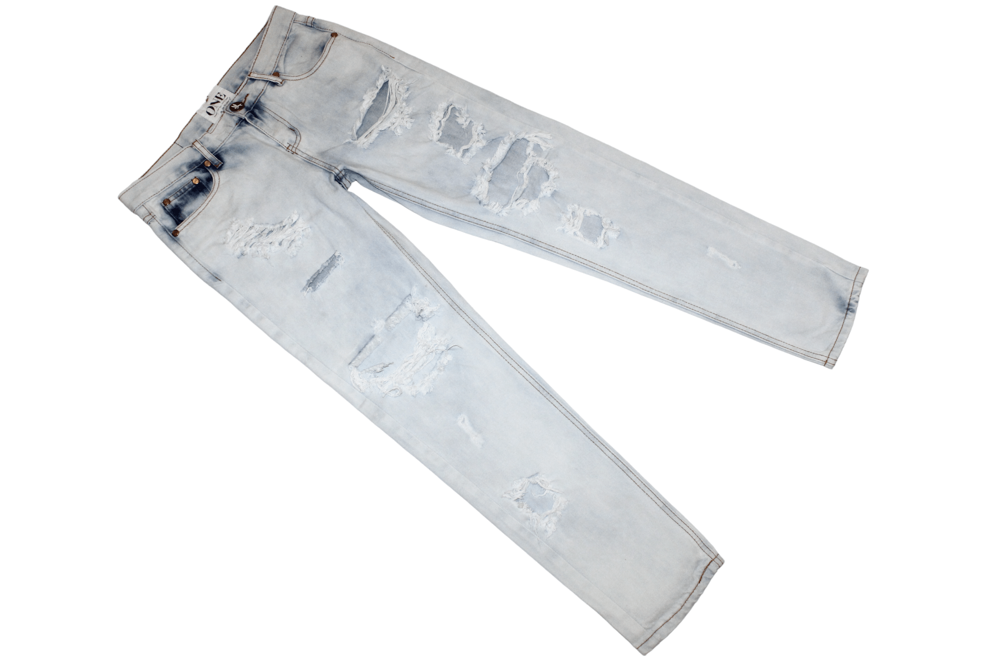 One Teaspoon Y2k One Teaspoon Light Blue Washed Destroyer Jeans Size US 26 / EU 42 - 3 Thumbnail