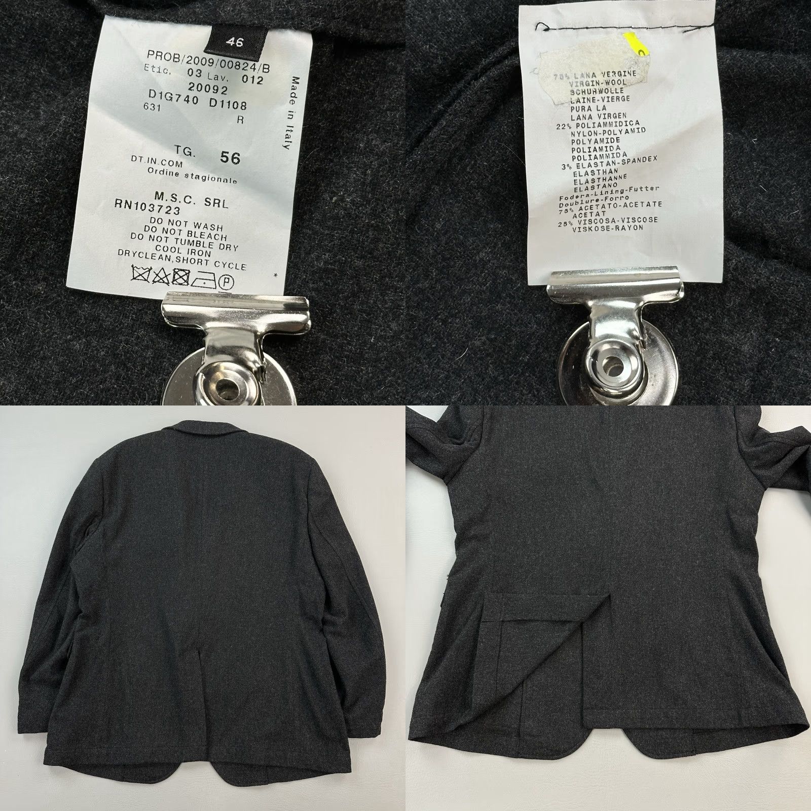 Emporio Armani VINTAGE Emporio Armani Blazer Mens 46 Wool Charcoal Gray Made in Italy Size 46R - 9 Thumbnail