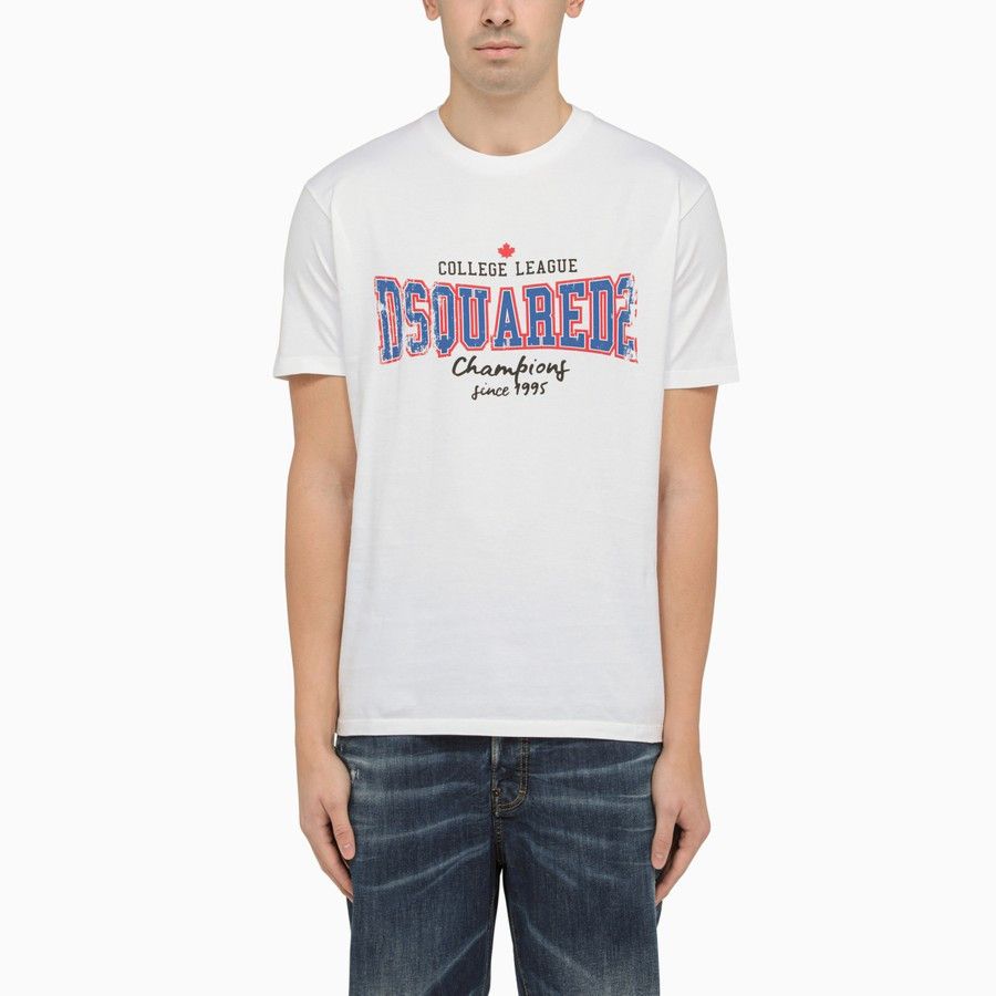 image of Dsquared2 O1D2Blof0424 Crewneck T-Shirt In White, Men's (Size 2XL)