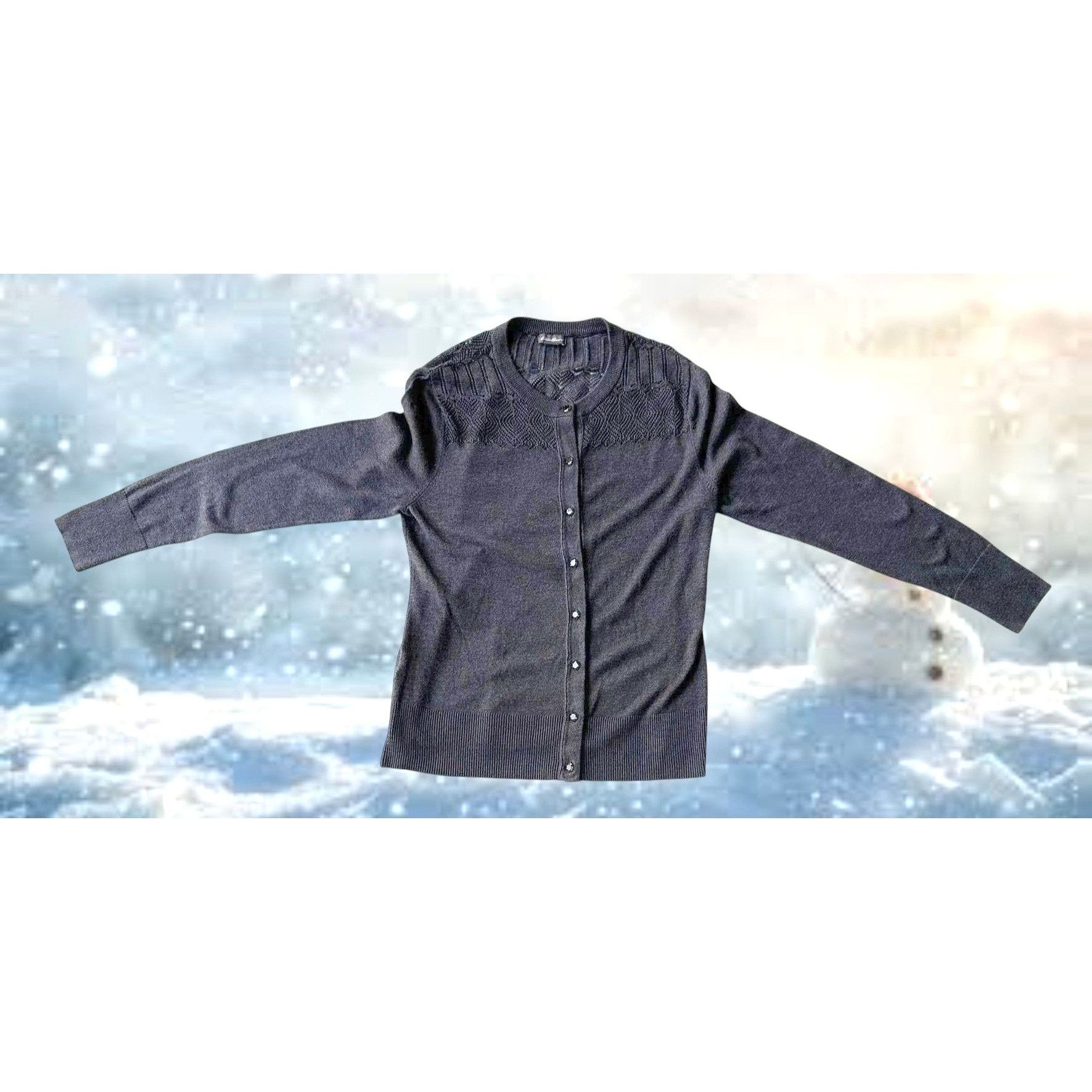 Eddie Bauer VTG Eddie Bauer Cardigan Medium Sweater Charcoal Gray Front Size M / US 6-8 / IT 42-44 - 4 Thumbnail