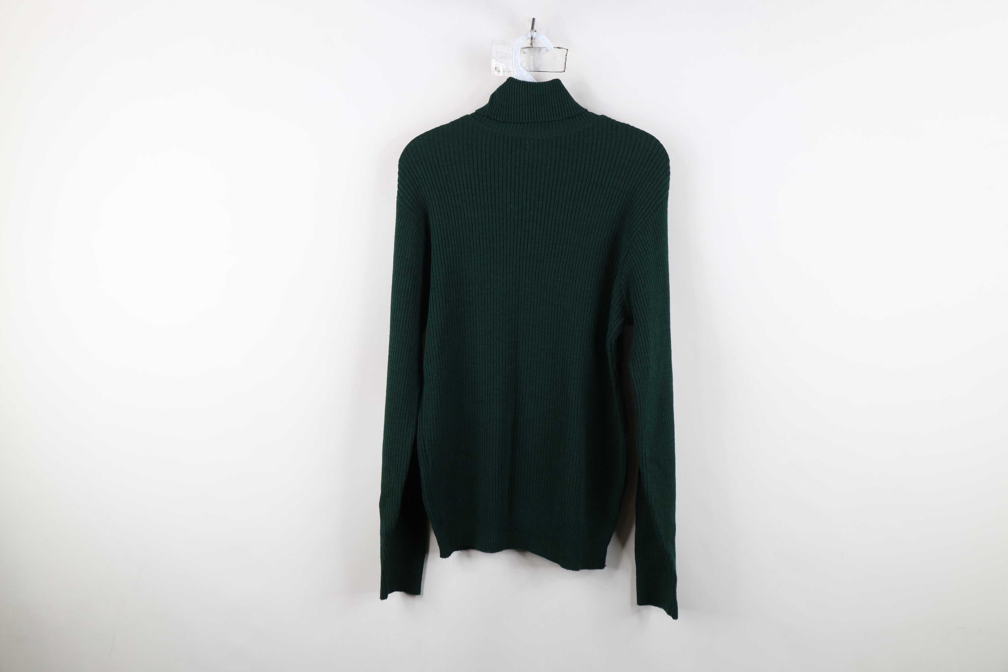 Vintage Vintage 70s Streetwear Ribbed Knit Turtleneck Sweater Green Size L / US 10 / IT 46 - 8 Thumbnail