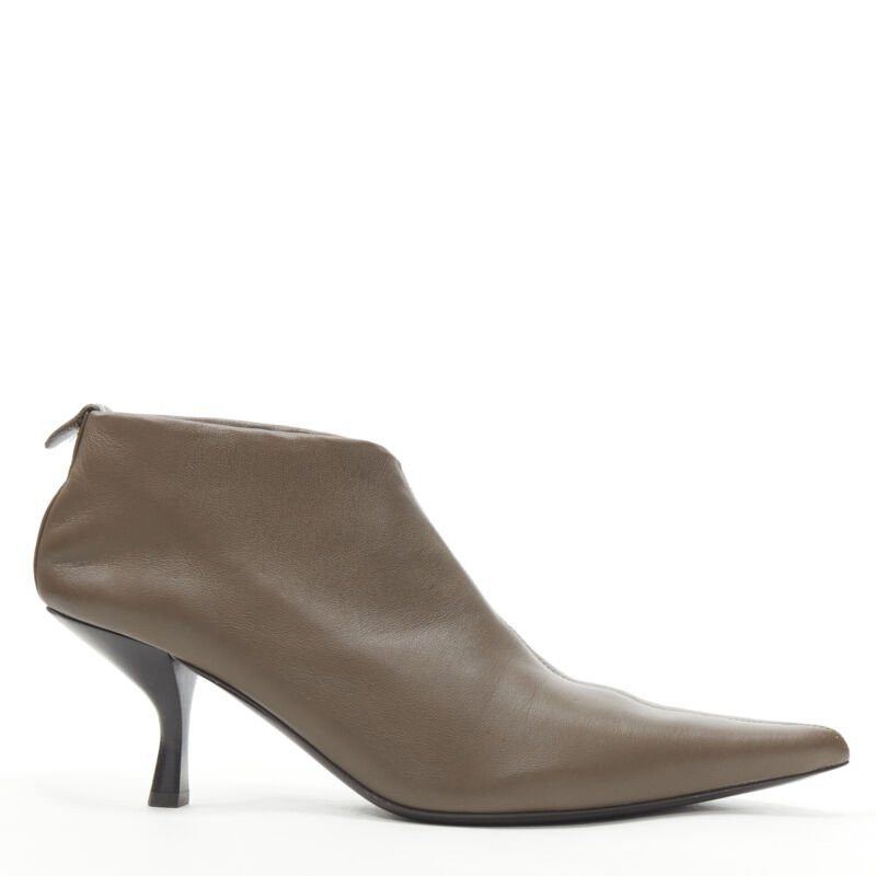 The Row new THE ROW Bourgeoise Stretch taupe brown pointy curved heel low bootie EU35.5 Size US 5.5 / IT 35.5 - 1 Thumbnail
