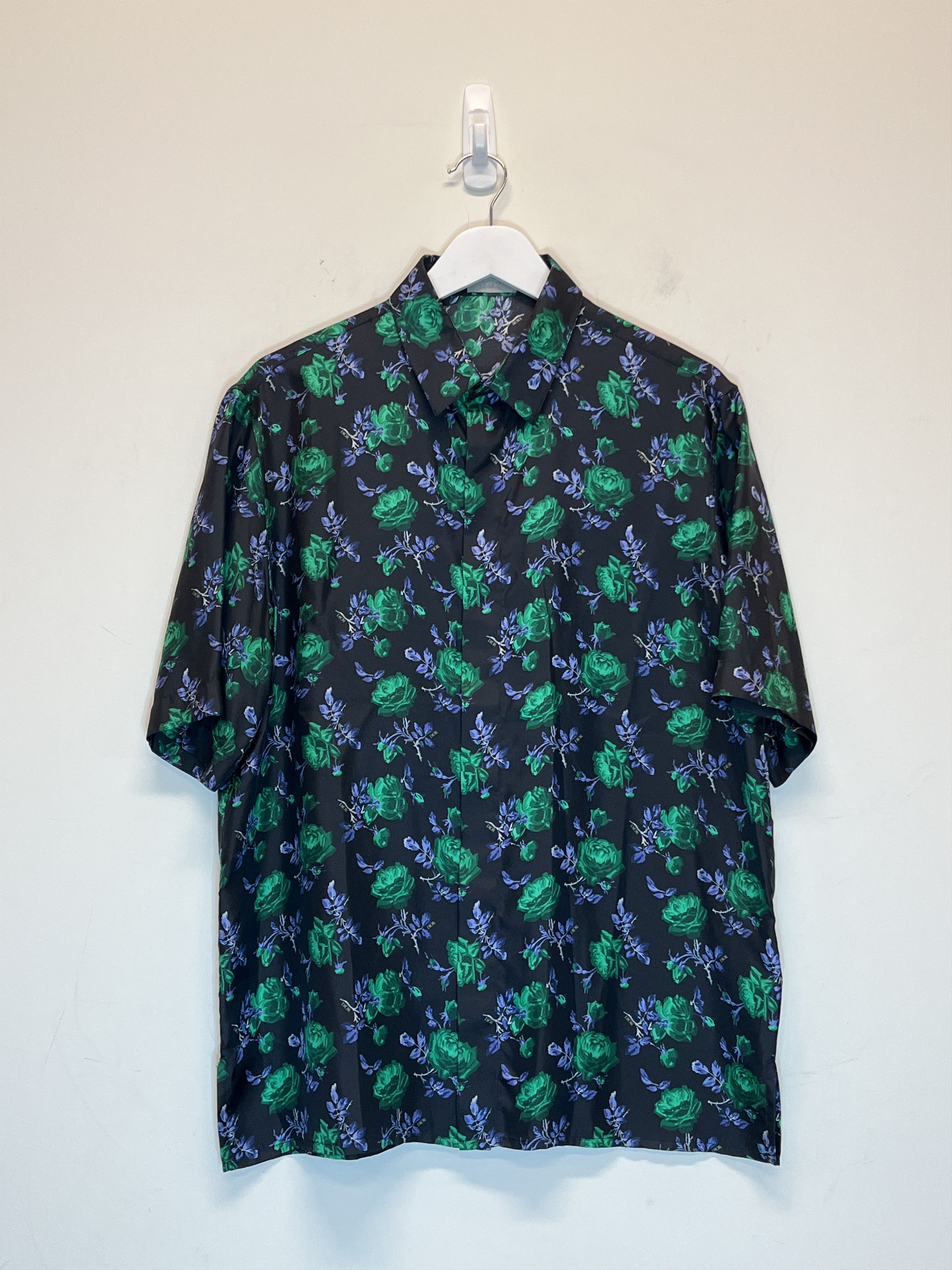 Dior Green Rose Print Silk Shirt | Grailed