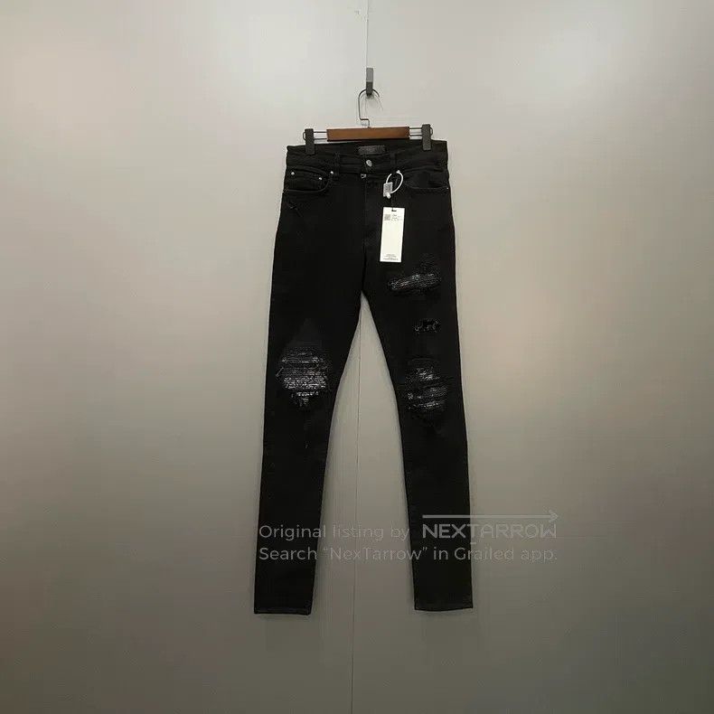 Amiri Amiri Size 31 Black hole-ridden denim pants Size US 31 - 1 Thumbnail