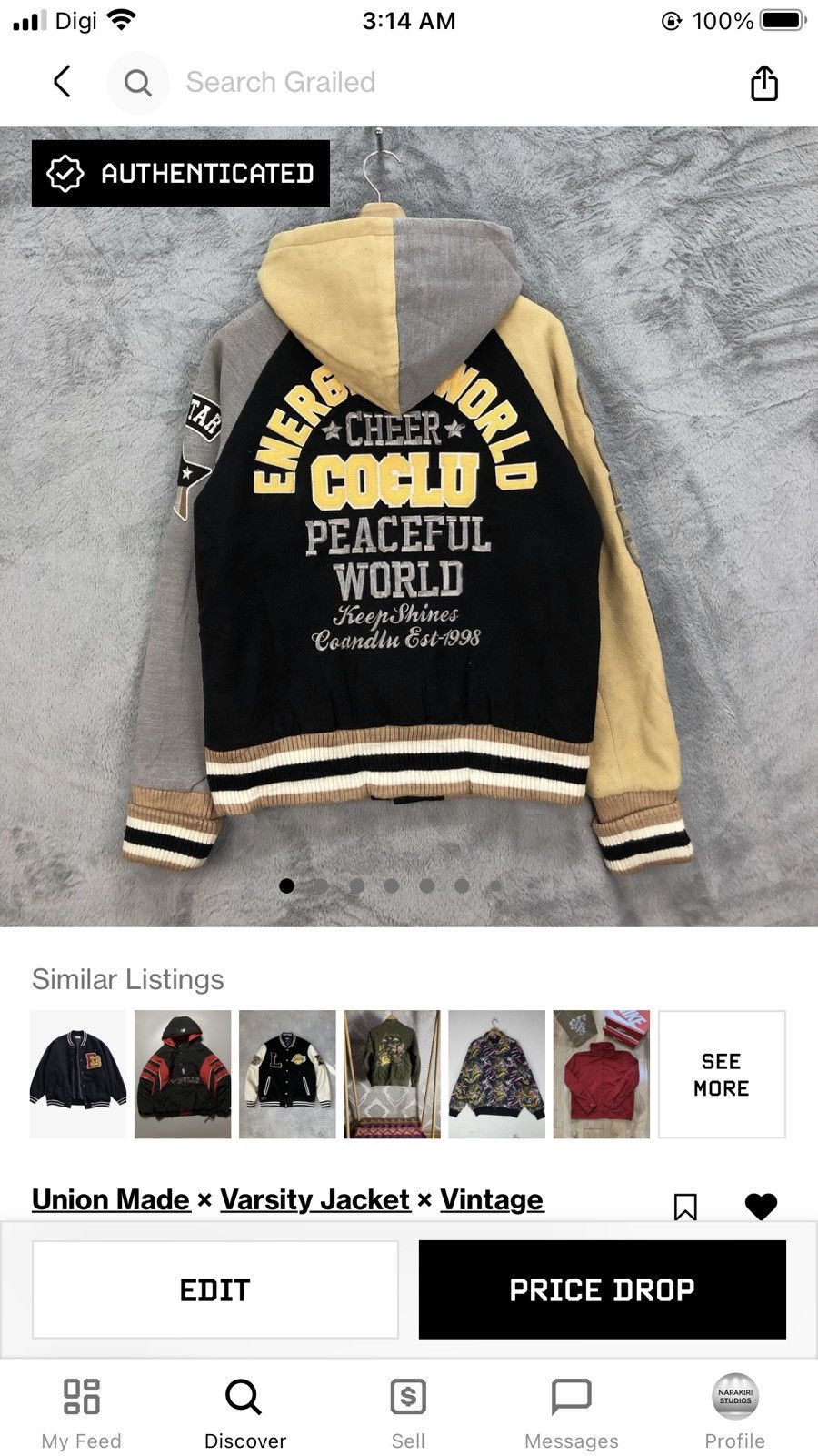 Other COANDLU Big Spell Out Logo Hybrid Varsity Jacket #4913-27 Size US S / EU 44-46 / 1 - 13 Thumbnail