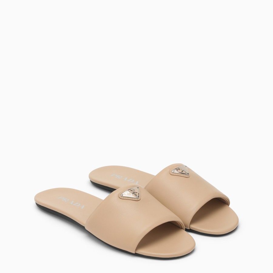 Prada o1d2blof0924 Logo Slides in Beige Size US 9 / IT 39 - 1 Thumbnail