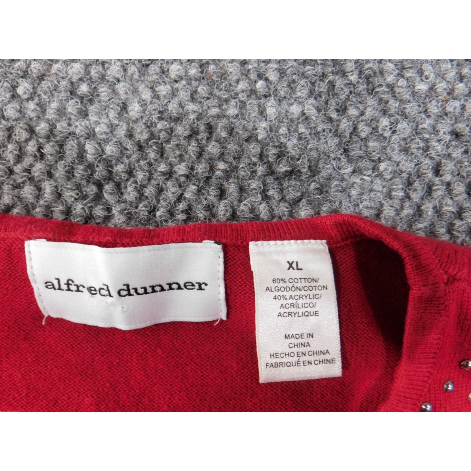 Vintage Alfred Dunner Sweater XL Red Geometric Knit Pullover Raglan Crew Neck Long Sleeve Women Size XL / US 12-14 / IT 48-50 - 7 Thumbnail