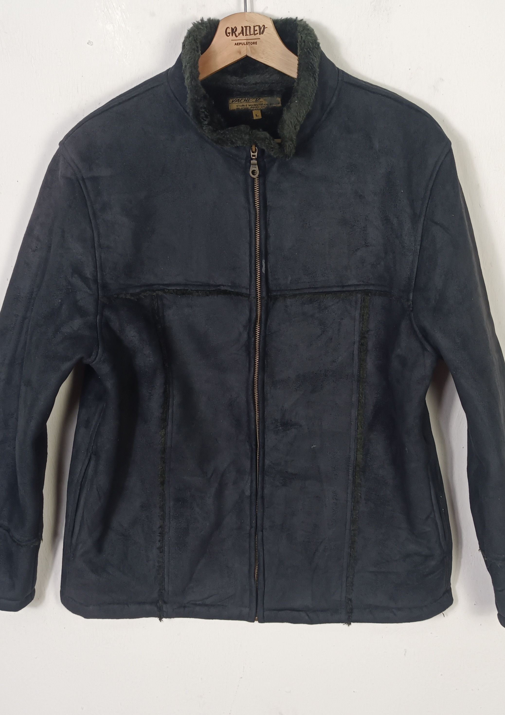 If Six Was Nine Vintage Vache Fur Arcylic Suede Black Jacket Size US M / EU 48-50 / 2 - 2 Thumbnail