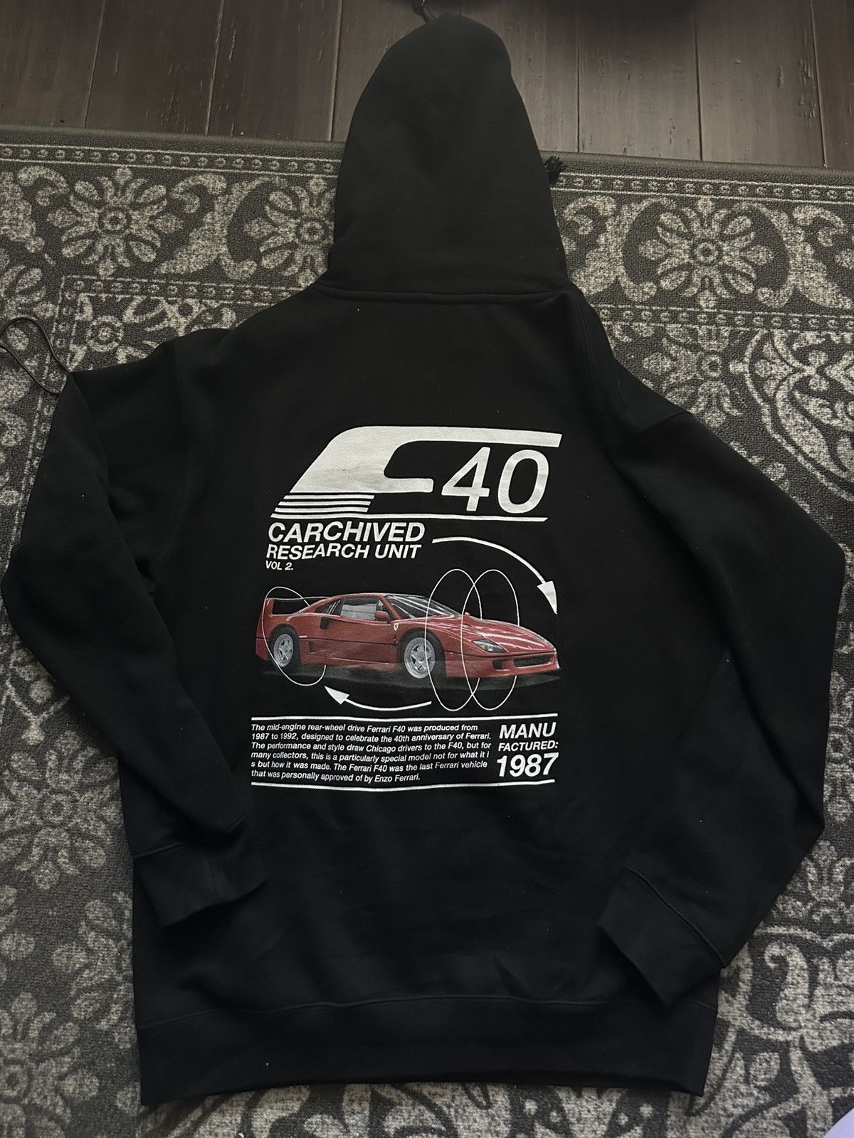 Vintage Vintage Carchived black hoodie vol. 2 Ferrari F40 Size US M / EU 48-50 / 2 - 1 Thumbnail